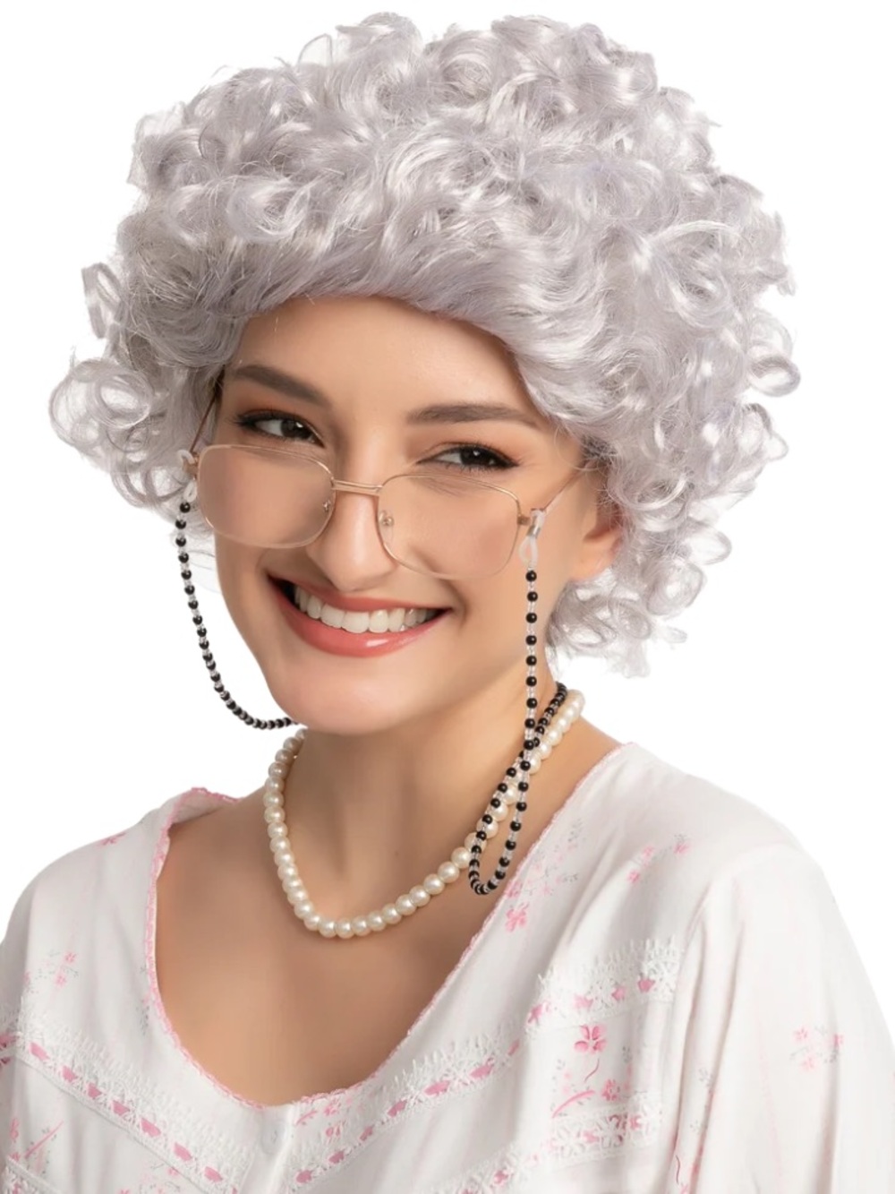 5 Piece Granny Wig & Accessories